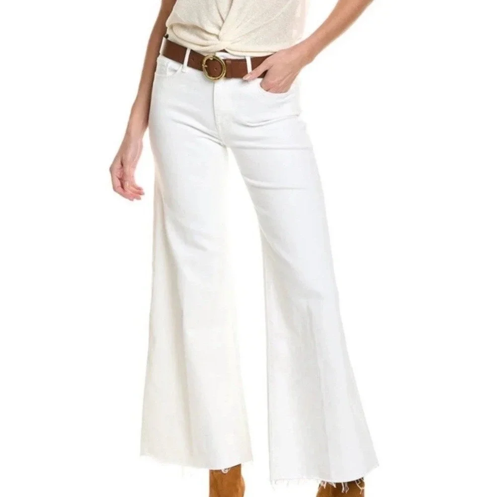 MOTHER | NEW The Roller Fray Fairest of Them All White Wide Leg Jeans SIZE 24 - Picture 4 of 16